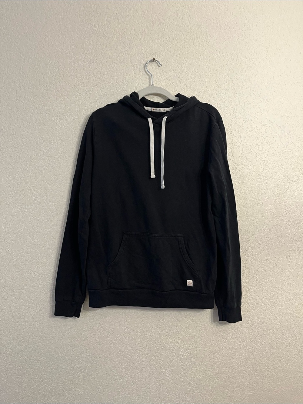 Marine Layer Black Hoodie with White Drawstrings